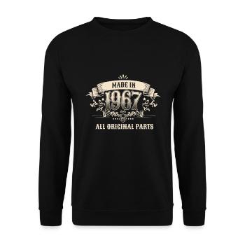Retro Vintage Birthday Made 1967 Original Parts - Unisex Pullover - Schwarz - Vorne - Alina (178cm) & Michal (187cm)
