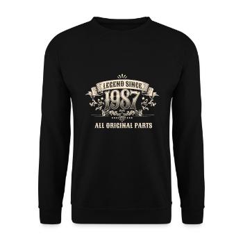 Retro Vintage Legend Since 1987 Original Parts - Unisex Pullover - Schwarz - Vorne - Alina (178cm) & Michal (187cm)