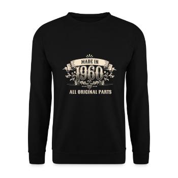 Retro Vintage Made In 1960 Original Parts - Unisex Pullover - Schwarz - Vorne - Alina (178cm) & Michal (187cm)