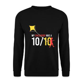 meine Kindheit war eine 10/10 - Unisex Pullover - Schwarz - Vorne - Alina (178cm) & Michal (187cm)