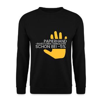 Papierhände verkaufen sofort - Unisex Pullover - Schwarz - Vorne - Alina (178cm) & Michal (187cm)