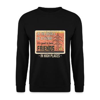 Power Lineman Power Line Electrician - Unisex Sweatshirt - black - Front - Alina (178cm) & Michal (187cm)