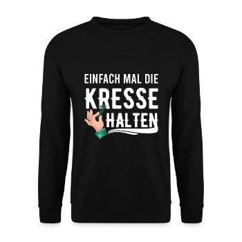 Einfach Mal die Kresse Halten Gartenlust Gärtner - Unisex Pullover - Schwarz - Vorne - Alina (178cm) & Michal (187cm)