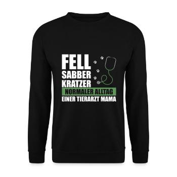 Tierärztin Tiermedizin Fell Sabber Mama Mutter - Unisex Pullover - Schwarz - Vorne - Alina (178cm) & Michal (187cm)