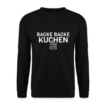 Backe backe Kuchen | Hobby Bäckerin Bäcker Torte - Unisex Pullover - Schwarz - Vorne - Alina (178cm) & Michal (187cm)