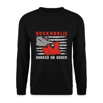 Duckaholic duck hunting - Unisex Sweatshirt - black - Front - Alina (178cm) & Michal (187cm)