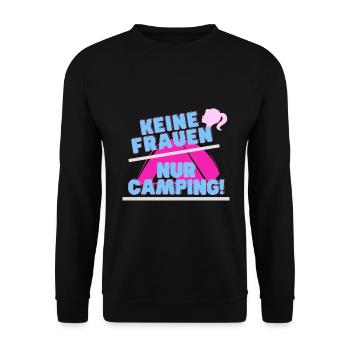 Keine Frauen - nur Camping! - Unisex Pullover - Schwarz - Vorne - Alina (178cm) & Michal (187cm)