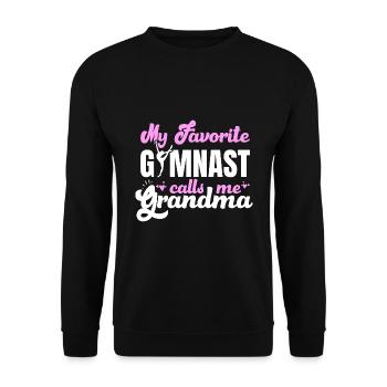 Meine Lieblingsturnerin Nennt Mich Oma Turnsport - Unisex Pullover - Schwarz - Vorne - Alina (178cm) & Michal (187cm)