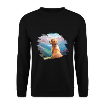 Cute puppy on mountain - dog love and hiker - Unisex Sweatshirt - black - Front - Alina (178cm) & Michal (187cm)