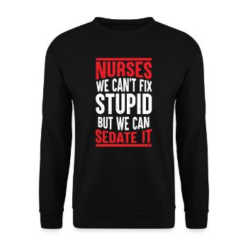 Chemise d'infirmière drôle disant anesthésie - Sweat-shirt Unisexe - noir - Devant - Alina (178cm) & Michal (187cm)