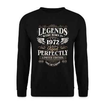 1972 Born Legends Birthday Gift - Unisex Sweatshirt - black - Front - Alina (178cm) & Michal (187cm)