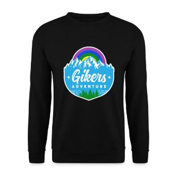 Gay Hiker and Biker Outdoor Activity Theme Gikers - Unisex Pullover - Schwarz - Vorne - Alina (178cm) & Michal (187cm)