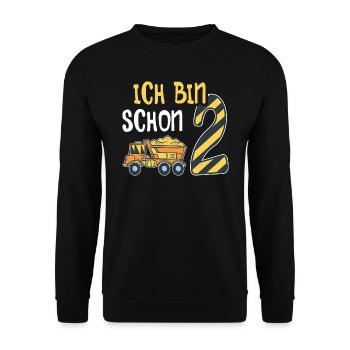 2. Geburtstag Junge 2 Jahre alt Baustelle Kipper - Unisex Pullover - Schwarz - Vorne - Alina (178cm) & Michal (187cm)