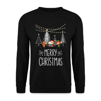 Merry Christmas Singing Santa - Unisex Pullover - Schwarz - Vorne - Alina (178cm) & Michal (187cm)