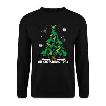 Dinosaurier Weihnachtsbaum T-Rex Weihnachten - Unisex Pullover - Schwarz - Vorne - Alina (178cm) & Michal (187cm)