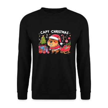 Capybara sapin de Noël père Noël - Sweat-shirt Unisexe - noir - Devant - Alina (178cm) & Michal (187cm)