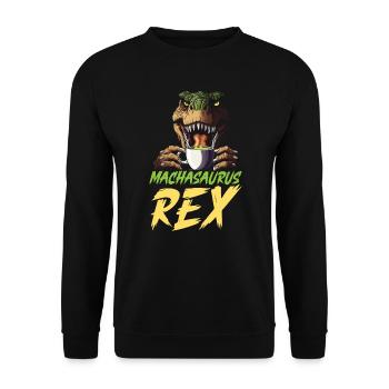 Matcha Tea Lover Matcha Sayings T-Rex Dino - Unisex Sweatshirt - black - Front - Alina (178cm) & Michal (187cm)
