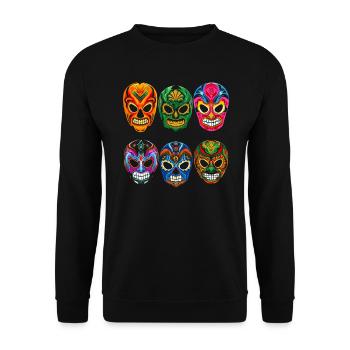Lucha Libre Wrestler Mexican Wrestling Luchador - Unisex Pullover - Schwarz - Vorne - Alina (178cm) & Michal (187cm)