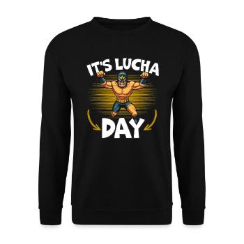 Lucha Libre Wrestler Mexican Wrestling Luchador - Unisex Pullover - Schwarz - Vorne - Alina (178cm) & Michal (187cm)