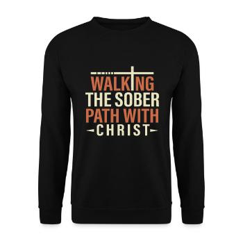 faith sobriety sober life seeks christ - Unisex Sweatshirt - black - Front - Alina (178cm) & Michal (187cm)