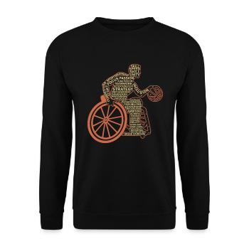 Joueur de basketball en fauteuil roulant Joueur de basketball en fauteuil roulant - Sweat-shirt Unisexe - noir - Devant - Alina (178cm) & Michal (187cm)