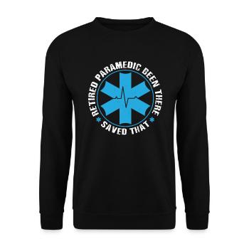 Pensionierter Sanitäter Rettungsassistent Rentner - Unisex Pullover - Schwarz - Vorne - Alina (178cm) & Michal (187cm)