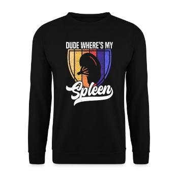Milz-Entfernung Splenektomie OP Lustiger Spruch - Unisex Pullover - Schwarz - Vorne - Alina (178cm) & Michal (187cm)