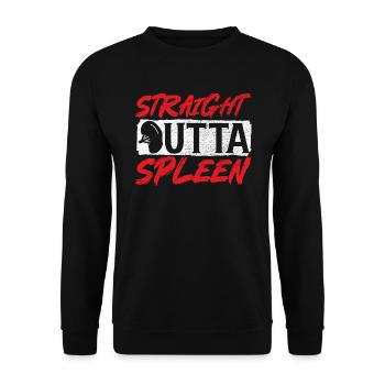 Milz-Entfernung Splenektomie OP Lustiger Spruch - Unisex Pullover - Schwarz - Vorne - Alina (178cm) & Michal (187cm)