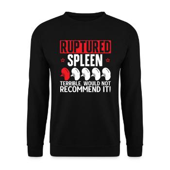 Milz-Entfernung Splenektomie OP Lustiger Spruch - Unisex Pullover - Schwarz - Vorne - Alina (178cm) & Michal (187cm)