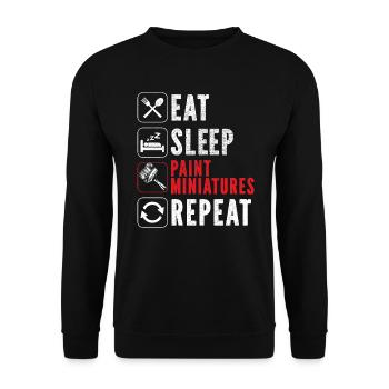 Peinture miniature Peintre miniature manger dormir répéter - Sweat-shirt Unisexe - noir - Devant - Alina (178cm) & Michal (187cm)
