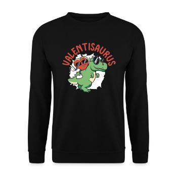 Valentine's Day Dinosaur T-Rex February 14 Dino - Unisex Sweatshirt - black - Front - Alina (178cm) & Michal (187cm)