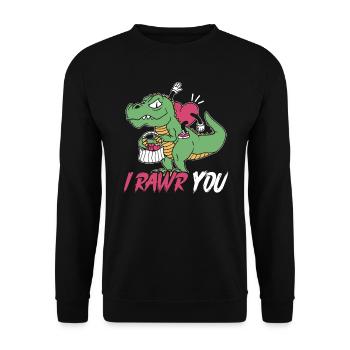 Valentine's Day Dinosaur T-Rex February 14 Dino - Unisex Sweatshirt - black - Front - Alina (178cm) & Michal (187cm)