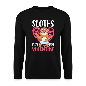 Valentinstag-Geschenk 14. Februar Süsses Faultier - Unisex Pullover - Schwarz - Vorne - Alina (178cm) & Michal (187cm)