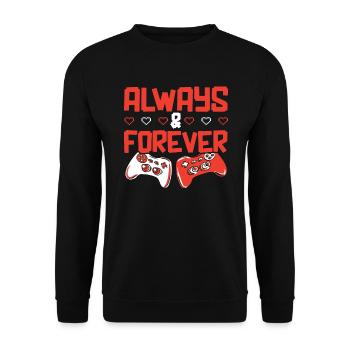 Valentinstag Gaming 14. Februar Videospiel - Unisex Pullover - Schwarz - Vorne - Alina (178cm) & Michal (187cm)