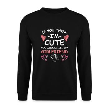 14. Februar Valentinstag-Geschenk Freundin Liebe - Unisex Pullover - Schwarz - Vorne - Alina (178cm) & Michal (187cm)