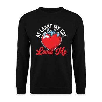 Valentinstag-Geschenk 14. Februar Süsse Katze - Unisex Pullover - Schwarz - Vorne - Alina (178cm) & Michal (187cm)