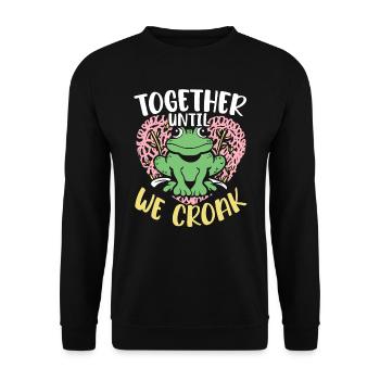 February 14 Valentine's Day Gift Funny Frog - Unisex Sweatshirt - black - Front - Alina (178cm) & Michal (187cm)