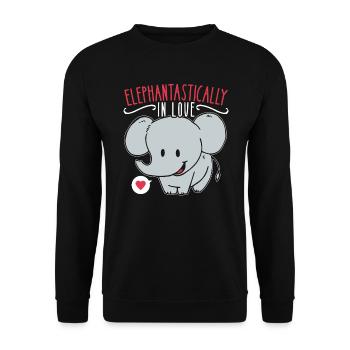14. Februar Valentinstags-Geschenk Süsser Elefant - Unisex Pullover - Schwarz - Vorne - Alina (178cm) & Michal (187cm)