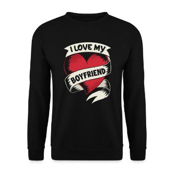 February 14 Valentine's Day Gift Boyfriend Love - Unisex Sweatshirt - black - Front - Alina (178cm) & Michal (187cm)