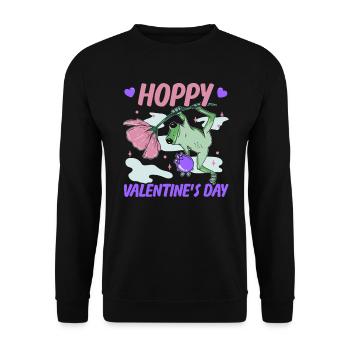 14. Februar Valentinstag-Geschenk Lustiger Frosch - Unisex Pullover - Schwarz - Vorne - Alina (178cm) & Michal (187cm)