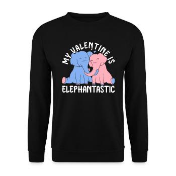14. Februar Valentinstags-Geschenk Süsser Elefant - Unisex Pullover - Schwarz - Vorne - Alina (178cm) & Michal (187cm)