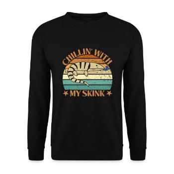 Blauzungen-Eidechse Skinke Glattechse blaue Zunge - Unisex Pullover - Schwarz - Vorne - Alina (178cm) & Michal (187cm)