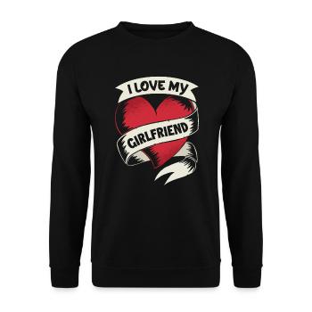 14. Februar Valentinstag-Geschenk FreundinLiebe - Unisex Pullover - Schwarz - Vorne - Alina (178cm) & Michal (187cm)
