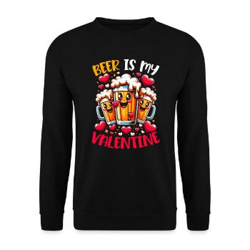 14. Februar Valentinstag Bier-Trinker Alkohol - Unisex Pullover - Schwarz - Vorne - Alina (178cm) & Michal (187cm)