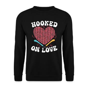 14. Februar Valentinstag Häkeln Stricken Nähen - Unisex Pullover - Schwarz - Vorne - Alina (178cm) & Michal (187cm)