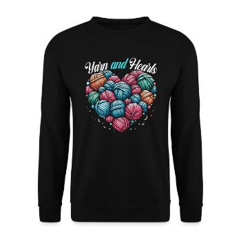 14. Februar Valentinstag Häkeln Stricken Nähen - Unisex Pullover - Schwarz - Vorne - Alina (178cm) & Michal (187cm)