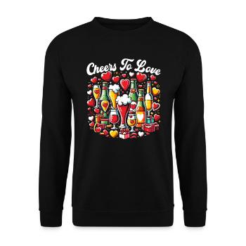 14. Februar Valentinstag Bier-Trinker Alkohol - Unisex Pullover - Schwarz - Vorne - Alina (178cm) & Michal (187cm)