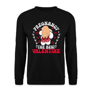 Ankündigung Schwangerschaft Valentinstag Baby - Unisex Pullover - Schwarz - Vorne - Alina (178cm) & Michal (187cm)