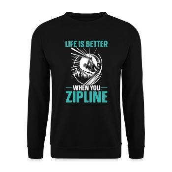 Zipline Lover Zipliner Extreme Adventure High Wire - Unisex Sweatshirt - black - Front - Alina (178cm) & Michal (187cm)