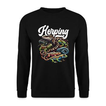 Herpetologie Reptilienliebhaber Schlangen Echsen - Unisex Pullover - Schwarz - Vorne - Alina (178cm) & Michal (187cm)